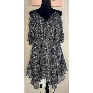 MISA Los Angeles Suki Cold Shoulder Shift Dress sz S